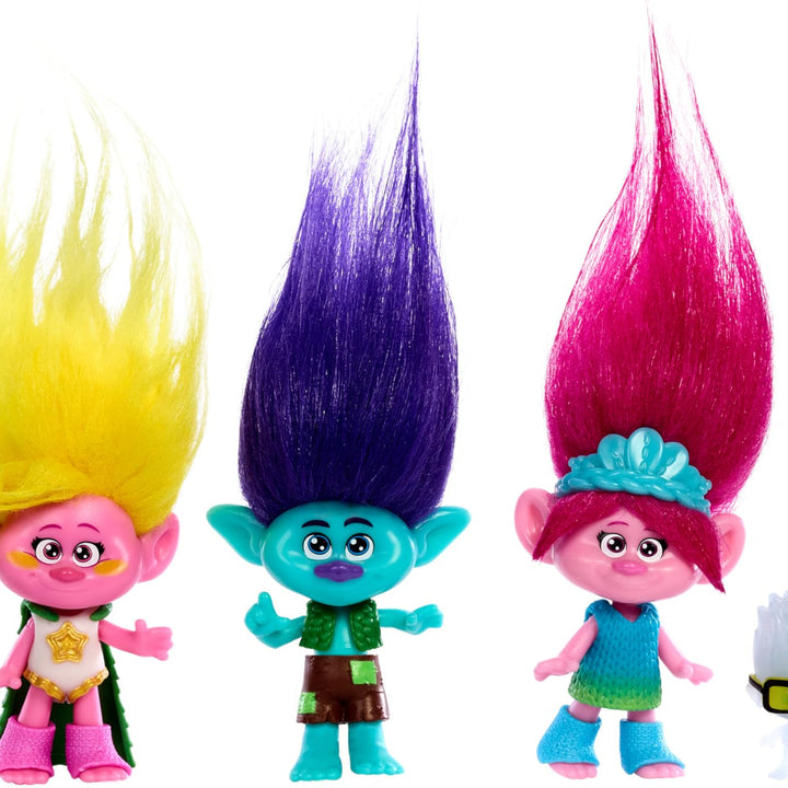 Mattel DreamWorks Trolls Band Together Toys, Best of Friends Pack with 5 Small Dolls & 2 Character Figures, Includes Queen Poppy Doll (Exclusive) Doll 5-Pack