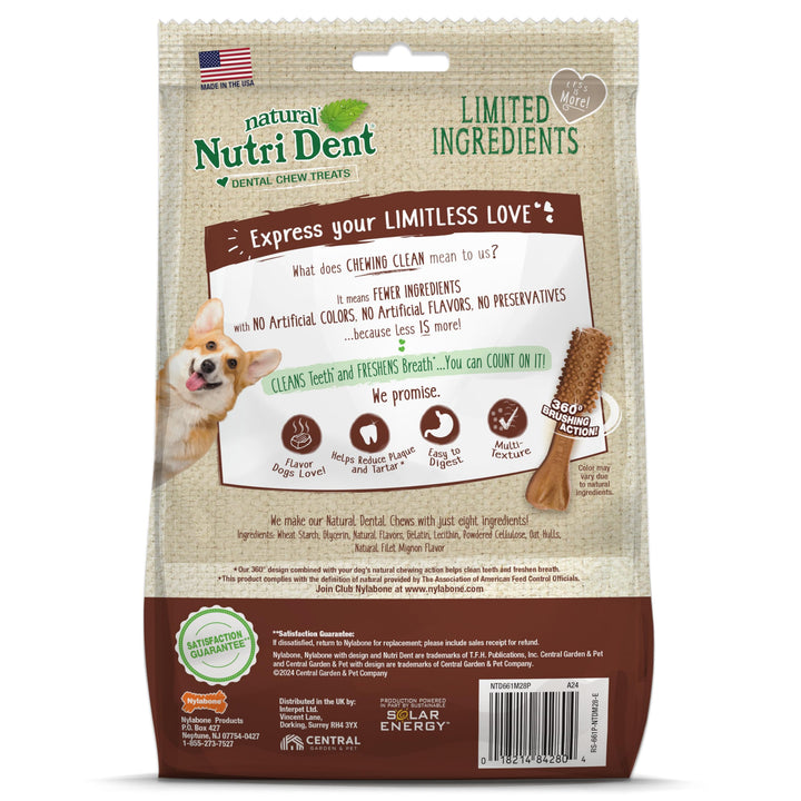 Nylabone Nutri Dent Filet Mignon Dog Dental Chews Small - 10 lbs. to 15 Ibs.