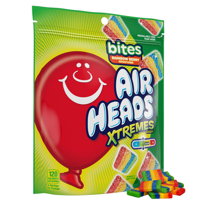 Airheads Xtremes Bites, Halloween Trick or Treat Sweetly Sour Candy, Rainbow Berry, Individually Wrapped Bulk Candy for Adults & Kids, Non-Melting, Large Stand Up Bag, Party, 9 oz (Pack of 12) 9 Ounce (Pack of 12)