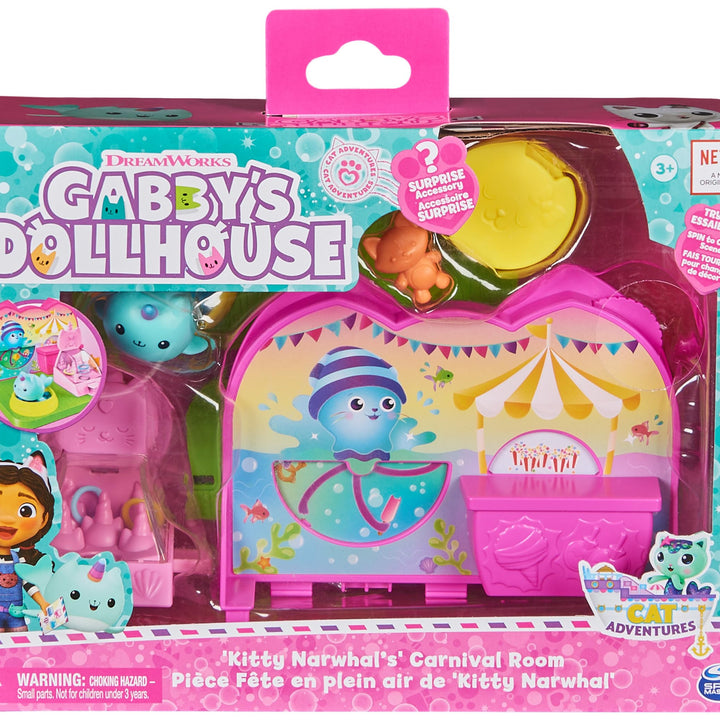 Gabby’s Dollhouse Kitty Narwhal’s Carnival Room, with Toy Figure, Surprise Toys and Dollhouse Furniture, Kids Toys for Girls & Boys 3+