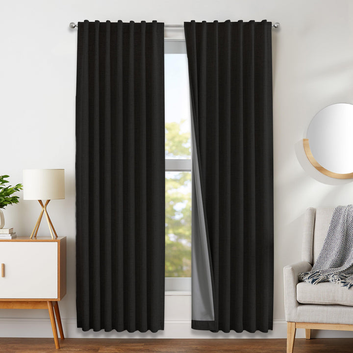 Joydeco 100% Black Out Curtains 63 inch Long 2 Panels Burg Natural Blackout Linen Drapes for Bedroom Living Room Darkening Curtain Thermal Insulated Back tab Rod Pocket(37x63 inch,Sage Green) Sage Green 37"W x 63"L (Pack of 2)