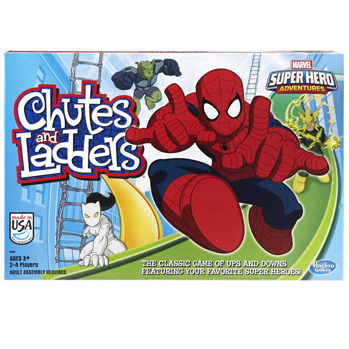 Hasbro Gaming Chutes and Ladders: Marvel Spider-Man Edition Board Game for Kids 2-4 Players, Preschool Games, Ages 3 and Up (Exclusive) Multicolored