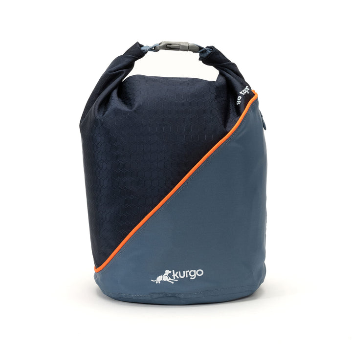 Kurgo Kibble Carrier for Dogs, Dog Food Travel Bag, Pet Food Travel Storage Container, Dog Travel Accessories for Camping, Easy to Clean, PVC Free, Foldable, Holds 5 Pounds (Navy Blue) Navy