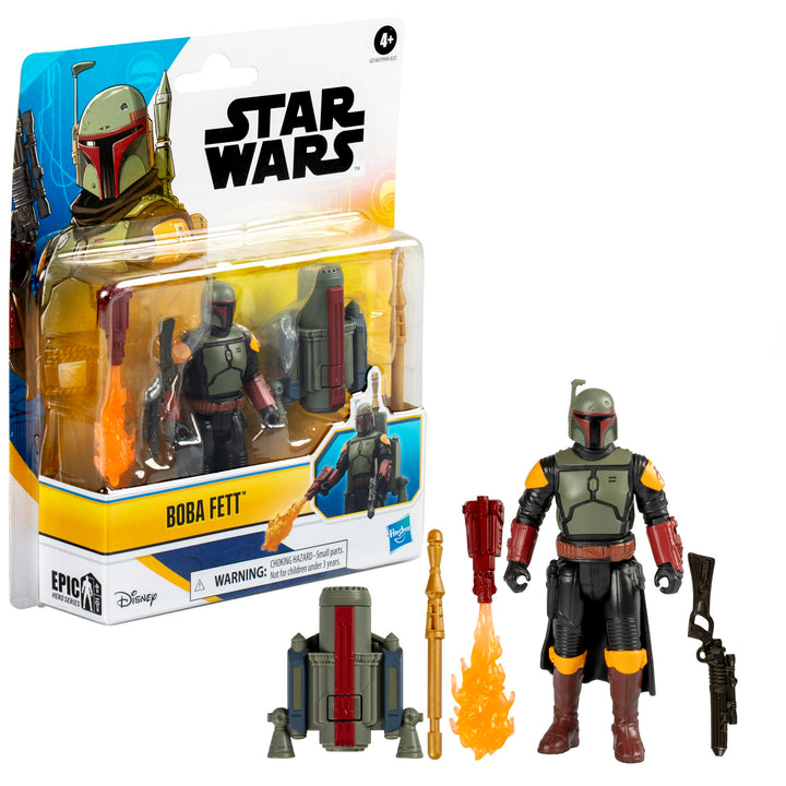 STAR WARS Epic Hero Series Boba Fett 4-Inch Deluxe Action Figure & 4 Accessories, Toys for 4 Year Old Boys and Girls & Up