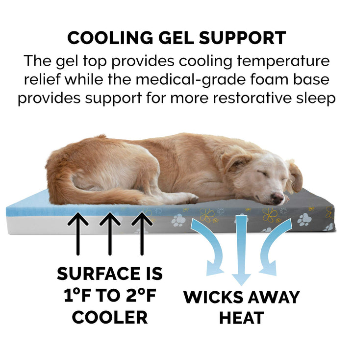 Furhaven Water-Resistant Cooling Gel Dog Bed for Small Dogs w/ Removable Washable Cover, For Dogs Up to 20 lbs - Indoor/Outdoor Garden Print Mattress - Iron Gate, Small Water-Resistant Garden Print (Iron Gate) Small (Pack of 1) Cooling Gel Foam