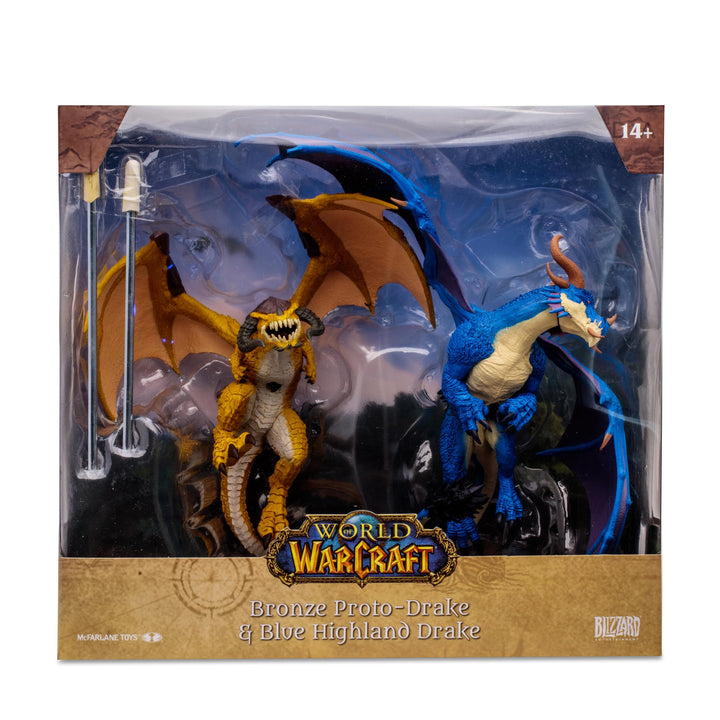 WORLD OF WARCRAFT McFarlane Toys Bronze Proto-Drake and Blue Highland Drake 2pk 1:12 Scale Posed Figures, Gold Label,  Exclusive