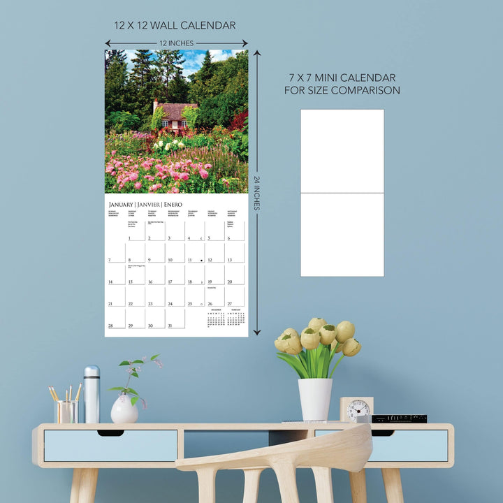 Graphique 2024 In the Garden Wall Calendar | 12 x 12 | Thick Paper | Home & Office Organizer | Large Monthly Grid | 3 Languages & Marked Holidays | 4 Month Preview Page for 2025