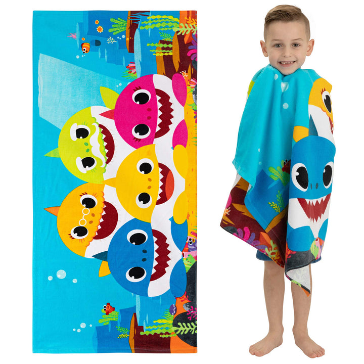 Franco Kids Super Soft Cotton Bath/Pool/Beach Towel, 58 in x 28 in, Baby Shark