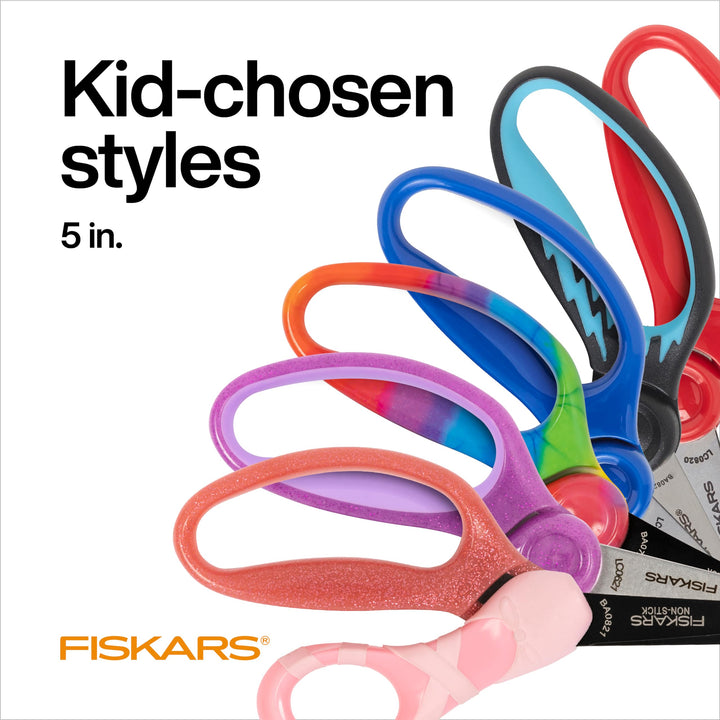 Fiskars 5" Blunt-Tip Scissors for Kids Ages 4-7, Scissors for School or Crafting, Back to School Supplies, Pink Premium Pink Right-Handed