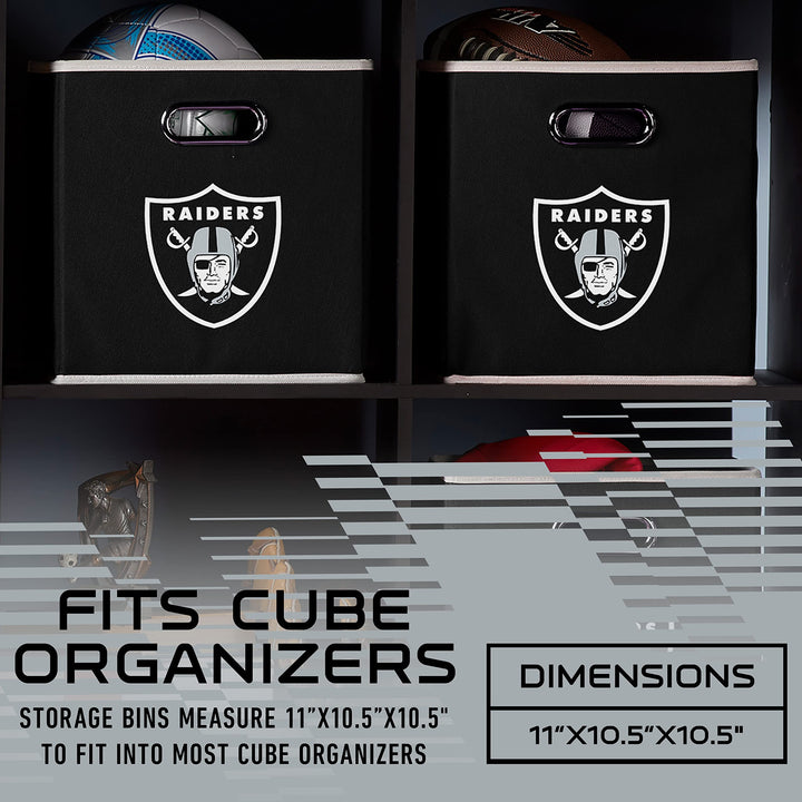 Franklin Sports NFL Storage Bins - Collapsible Cube Container + Storage Basket - NFL Office, Bedroom + Living Room Décor - 11"x11" Las Vegas Raiders