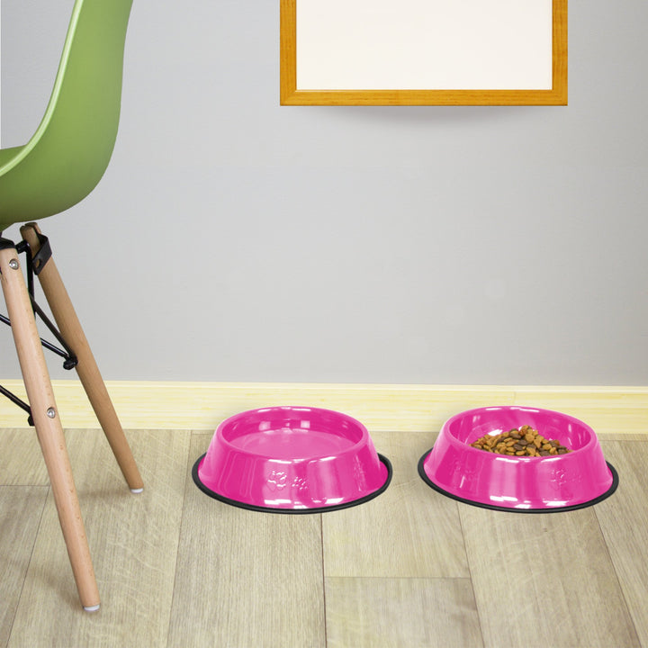 Platinum Pets Non-Tip Stainless Steel Dog Bowl, 50 Oz, Bubble Gum Pink, Large