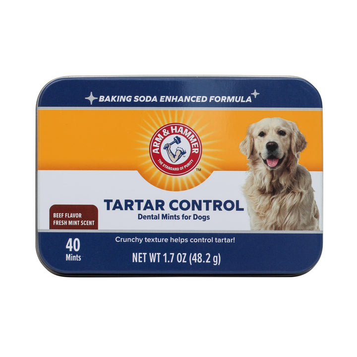 Arm & Hammer for Pets Tartar Control Dental Mints for Dogs | Dog Dental Mints Reduce Plaque & Tartar Buildup for All Dogs | Beef Flavor, 40 Count - Pack of 2 40 Count (Pack of 2)