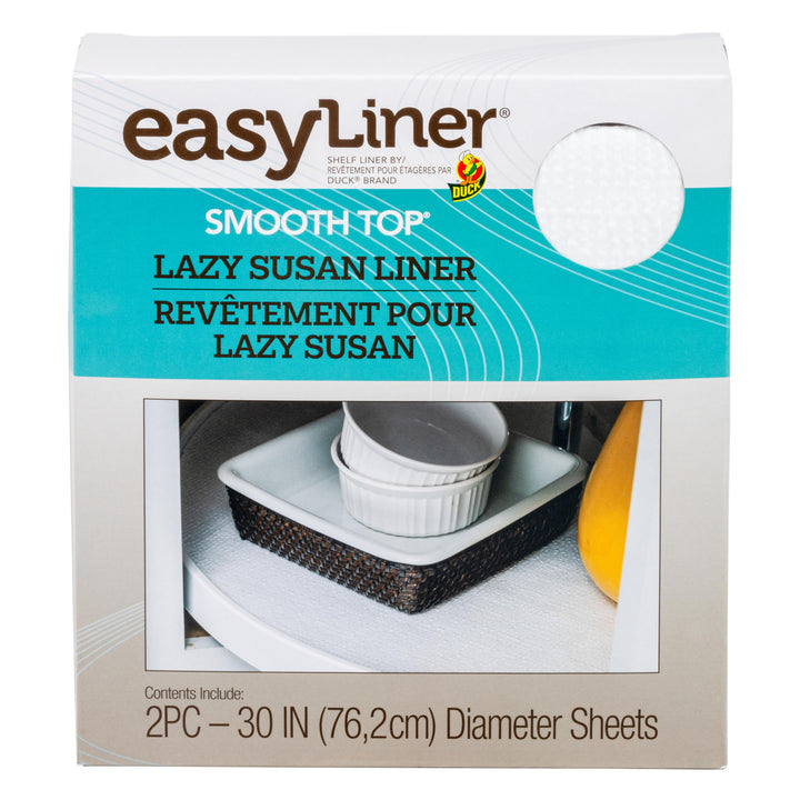 Duck Brand Smooth Top EasyLiner Lazy Susan Liner Kit - Easy to Install, Circular, Non Slip Shelf Liner for Lazy Susan Kitchen Cupboards and Shelves, 30 Inch Diameter, White, 2-Pack 30" Diameter (Pack of 1)