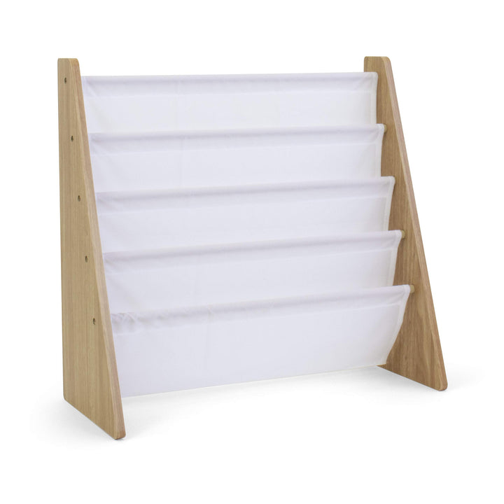 Humble Crew, 4 tier, Natural/White Kids Book Rack Storage Bookshelf with Deep Sleeves, Universal Natural Wood/White