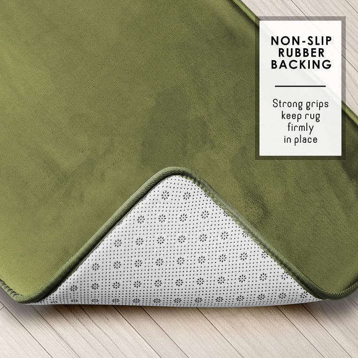 Clara Clark 2 Piece Bathroom Rugs Bath Mat Set, Velvet Memory Foam Bath Mats for Bathroom - Non-Slip, PVC Backing Bath Rugs, Washable Bathroom Rug Mats - Dries Quickly, Bathroom Rug Set - Green Solid 2 Piece Set Sage Green