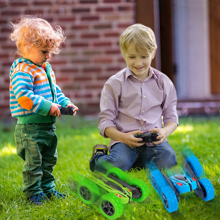 2PACK RC Stunt Car Remote Control Car for Kids, 2.4Ghz High Speed Rock Crawler Vehicle,360 Rotating 4WD Off Road Double Sided Rotating Tumbling Rc Car with 4 Rechargeable Battery.