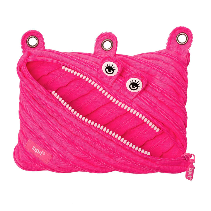 ZIPIT Monster Pencil Pouch for Girls | 3-Ring Binder Pencil Case | Large Capacity Pen Case for School (Pink) 3-ring Pencil Case Pink