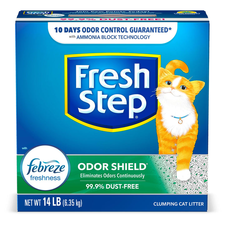 Fresh Step Clumping Cat Litter Multi-Cat Extra Strength Formula With Febreze Freshness, Multi Cat Litter With Ammonia Block Technology, 14 lb. Box