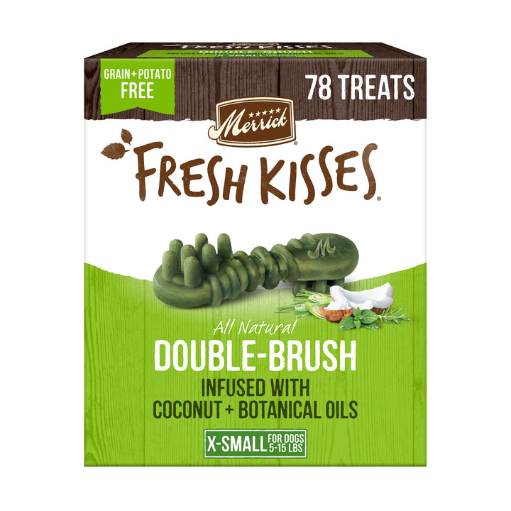 Merrick Fresh Kisses Dog Dental Chews For Extra Small Breeds, Grain Free Dog Treats, Coconut, Botanical Oils - 78 ct. Box Extra Small Dog (5-15 Pound) Coconut + Botanical Oil 78 Count (Pack of 1)