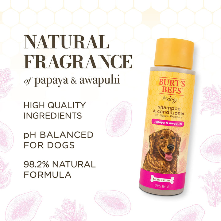 Burt's Bees for Pets Deodorizing Spray & Conditioner with Natural Papaya & Awapuhi Fragrance | Burt's Bees Dog Spray - Cruelty Free, Sulfate & Paraben Free, pH Balanced for Dogs - Made in USA, 8 Oz 8 Fl Oz (Pack of 1)