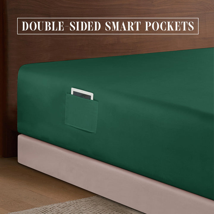 Elegant Comfort 1500 Premium Hotel Quality 18-24 Inches Deep - Extra Deep Pocket Single Fitted Sheet for High Mattress, Luxury and Softest, Smart Pocket - Wrinkle Free, California King, Marine Teal Cal King - EXTRA DEEP Pocket