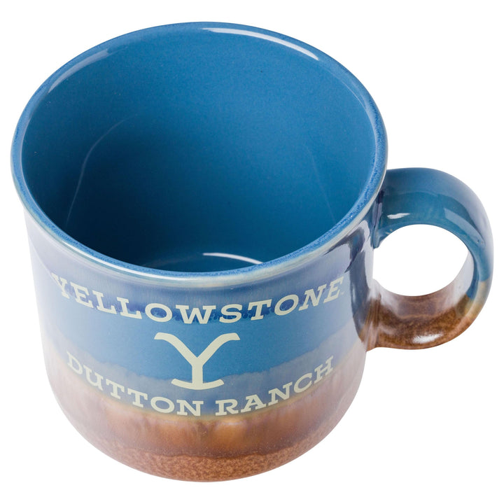 Silver Buffalo Yellowstone Dutton Ranch Reactive Glaze Ceramic Camper Mug, 20 Ounces