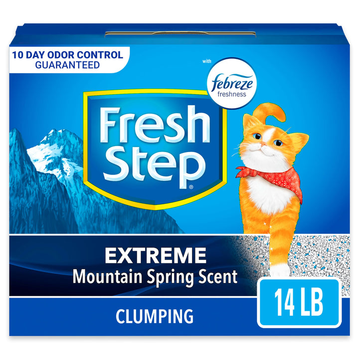 Fresh Step Clumping Cat Litter Multi-Cat Extra Strength Formula With Febreze Freshness, Multi Cat Litter With Ammonia Block Technology, 14 lb. Box