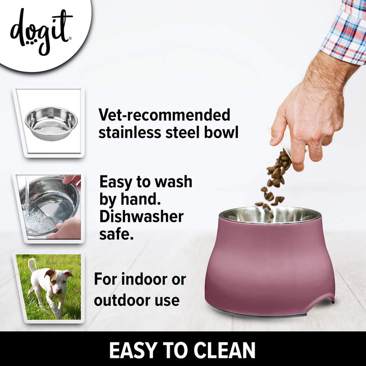 Dogit Elevated Dog Bowl, Stainless Steel Dog Food and Water Bowl for Small Dogs, Pink, 73742