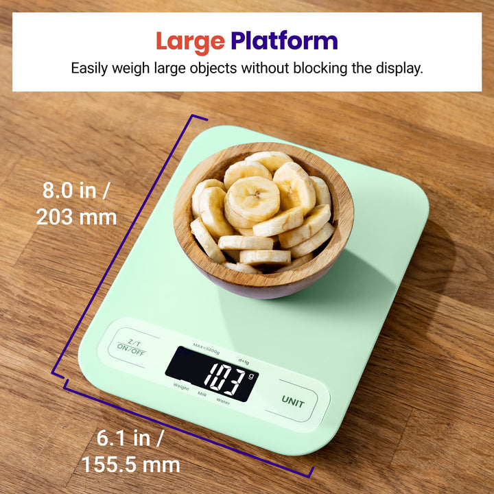 Etekcity Food Kitchen Scale, Digital Grams and Ounces for Weight Loss, Baking, Cooking, Keto and Meal Prep, Large, Green Large-Green