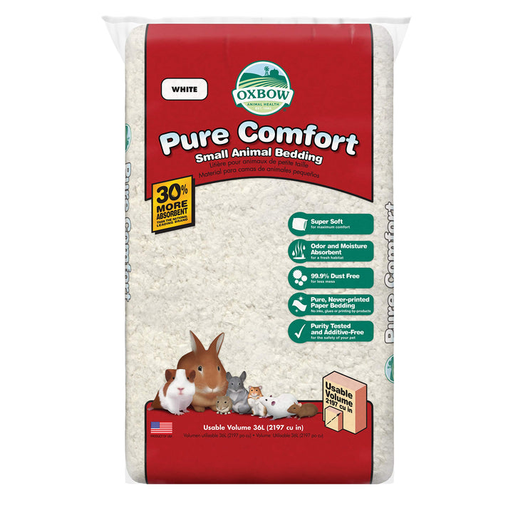 Oxbow Pure Comfort Small Animal Bedding - Odor & Moisture Absorbent, Dust-Free Bedding for Small Animals, White, 36 Liter Bag, 15.0" L x 8.7" W x 3.5" Th