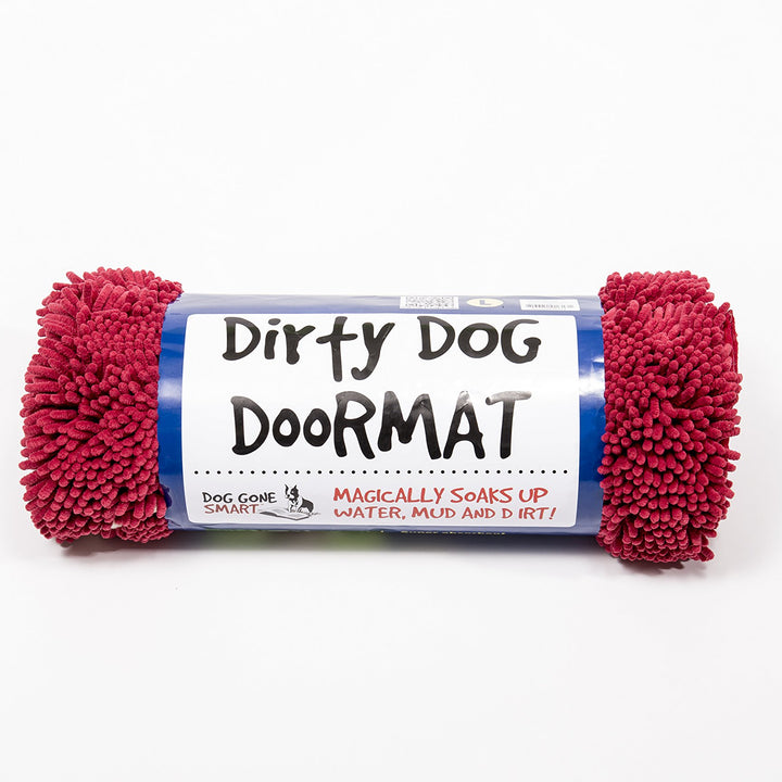 Dog Gone Smart Dirty Dog Microfiber Paw Doormat - Muddy Mats For Dogs - Super Absorbent Dog Mat Keeps Paws & Floors Clean - Machine Washable Pet Door Rugs with Non-Slip Backing | Small Maroon 23" x 16"