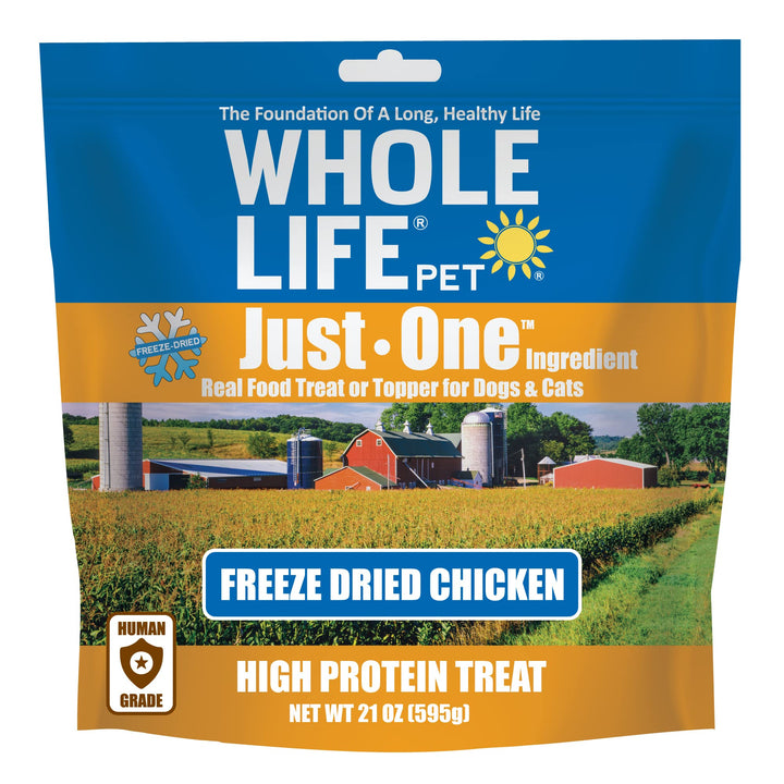 Whole Life Pet Just One Chicken Dog and Cat Value Packs - Human Grade, Freeze Dried, One Ingredient - Protein Rich, Grain Free, Made in The USA 21oz Bag