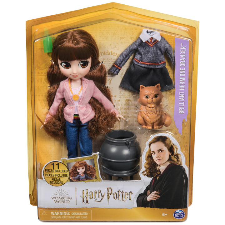 Wizarding World Harry Potter, 8-inch Brilliant Hermione Granger Doll Gift Set with 5 Accessories and 2 Outfits, Kids Toys for Ages 6 and up