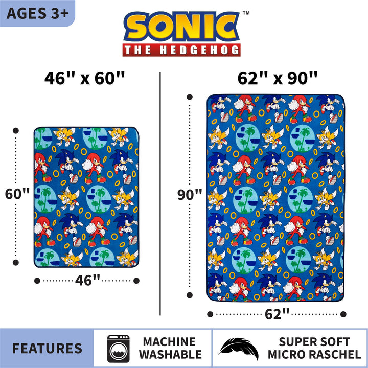 Franco Kids Bedding Super Soft Plush Throw Blanket, 46 in x 60 in, Sonic The Hedgehog, Anime