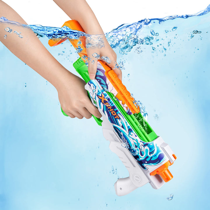 X-Shot Fast-Fill Skins Hyperload (2 Pack) by ZURU, Watergun, Water Blaster Toys, 2 Blasters Total, Fills with Water in just 1 Second! (Flames and Water Splash)