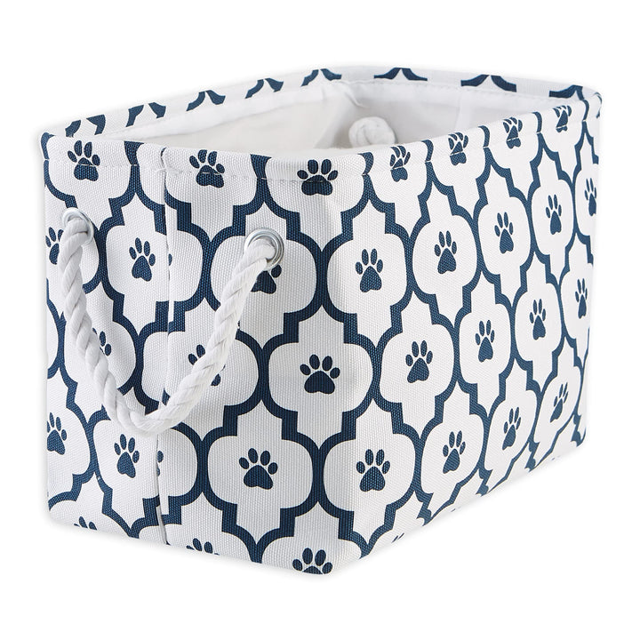 Bone Dry Pet Storage Collection Lattice Paw Print, Small Rectangle, White/Navy