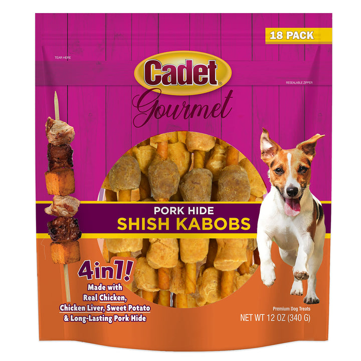 Cadet Gourmet Pork Hide Shish Kabob Dog Treats 5" (18 Count)