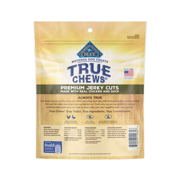 Blue Buffalo True Chews Premium Jerky Cuts Natural Dog Treats, Duck 12 oz 12 Ounce (Pack of 1)