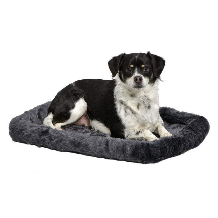 MidWest Homes for Pets Bolster Dog Bed 24L-Inch Gray Dog Bed or Cat Bed w/ Comfortable Bolster | Ideal for Small Dog Breeds & Fits a 24-Inch Dog Crate | Easy Maintenance Machine Wash & Dry Grey