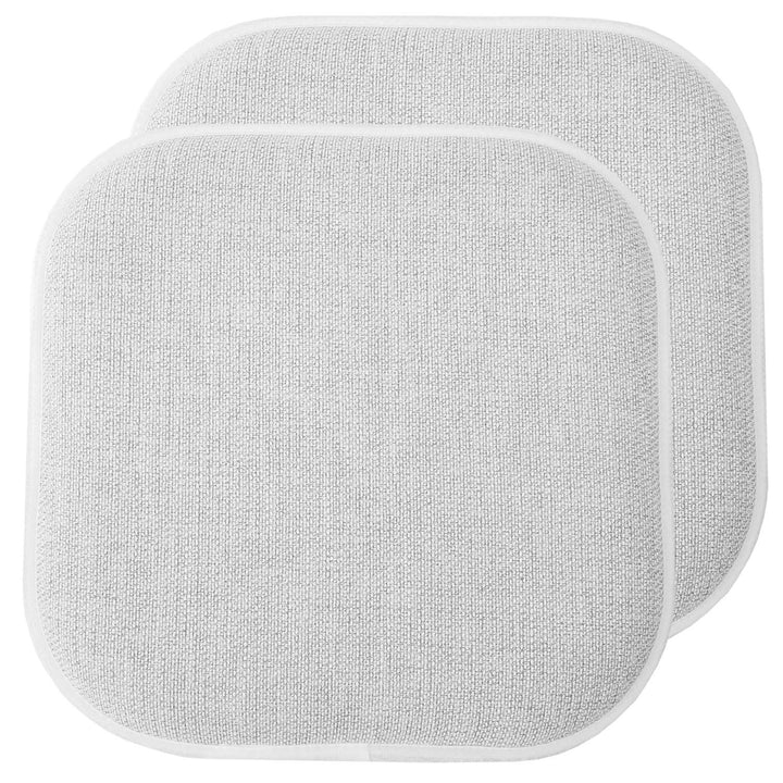 Sweet Home Collection Chair Cushion Memory Foam Pads Honeycomb Pattern Slip Non Skid Rubber Back Rounded Square 16" x 16" Seat Cover, 2 Pack, Alexis Gray/White