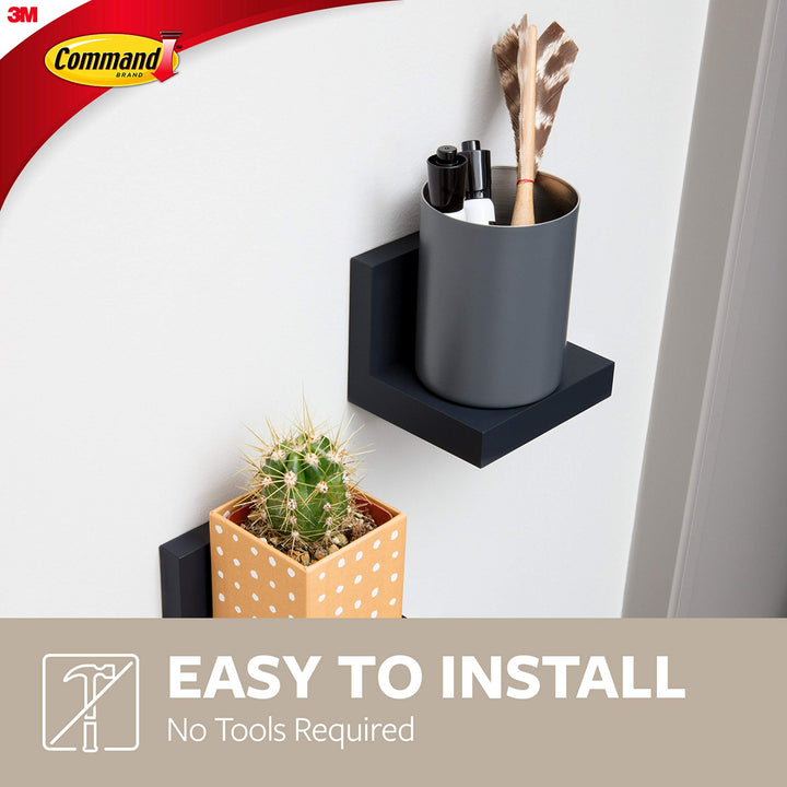 Command Display Ledges, Slate, 2-Ledges, 8-Medium Foam Strips, Decorate Damage-Free