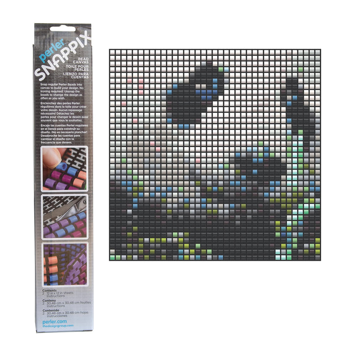 Perler 80-22881 Snappix Canvas Set for Bead Crafts, 12" x 12" Mesh Sheets, Black, 2pcs Black,