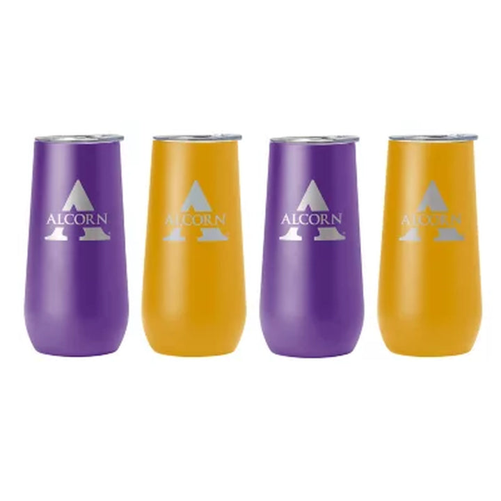 Logo Brands HBCU 10Oz Stainless Steel Insulated Tumblers with Lids, 4 Pack , Assorted Teams