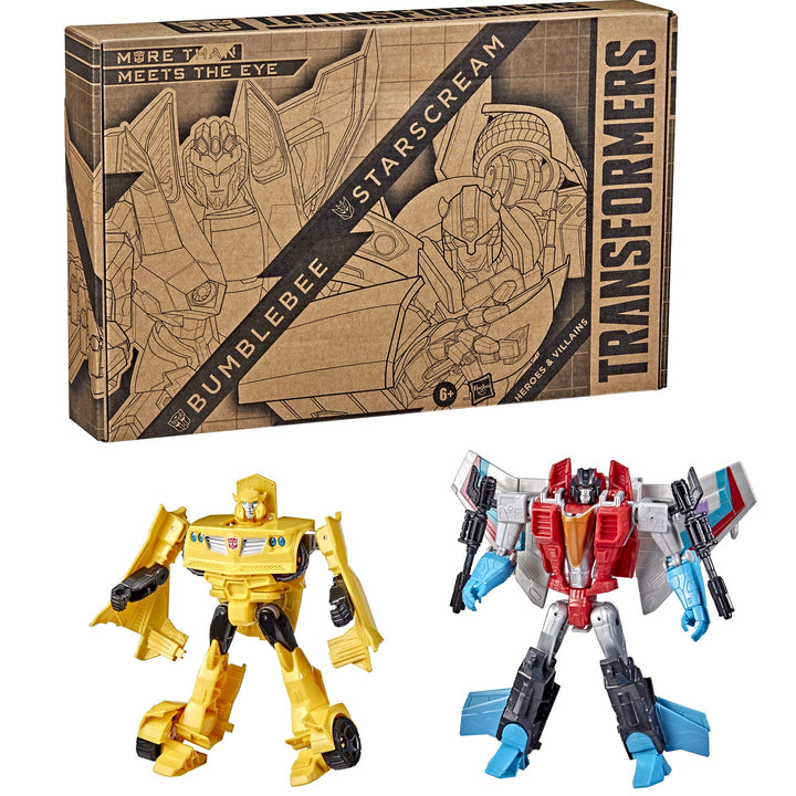 Transformers Toys Heroes and Villains Bumblebee and Starscream 2-Pack Action Figures - for Kids Ages 6 and Up, 7-inch (Exclusive)