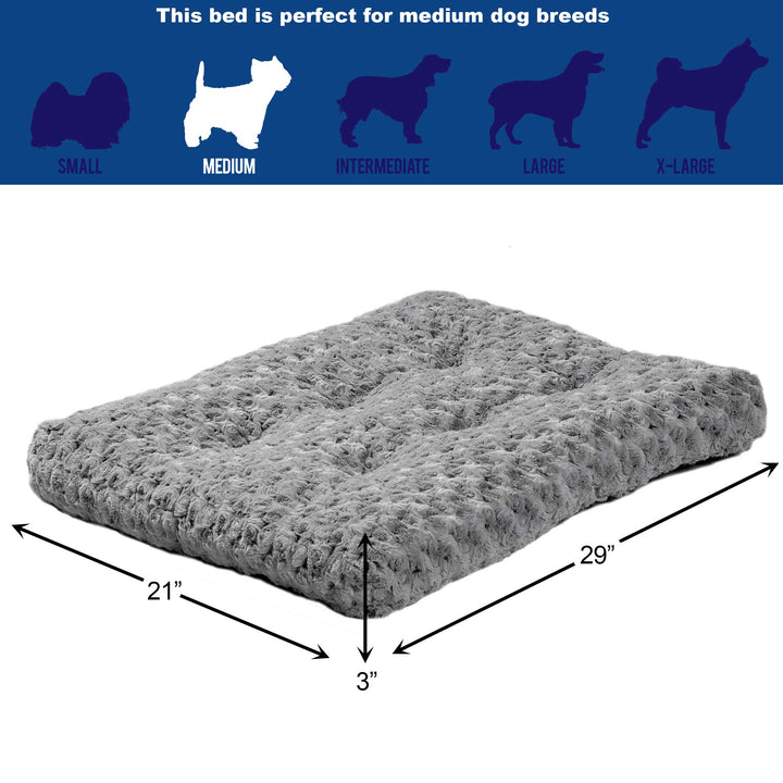 MidWest Homes for Pets Deluxe Dog Beds Super Plush Dog & Cat Beds Ideal for Dog Crates Machine Wash & Dryer Friendly, 1-Year Warranty Gray 30-Inch