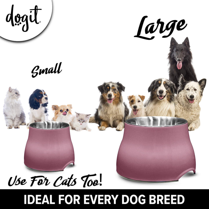 Dogit Elevated Dog Bowl, Stainless Steel Dog Food and Water Bowl for Small Dogs, Pink, 73742