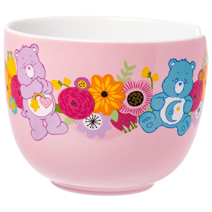 Silver Buffalo Care Bears Flash Floral Ceramic Ramen Bowl with Chopsticks and Spoon, 20 Ounces