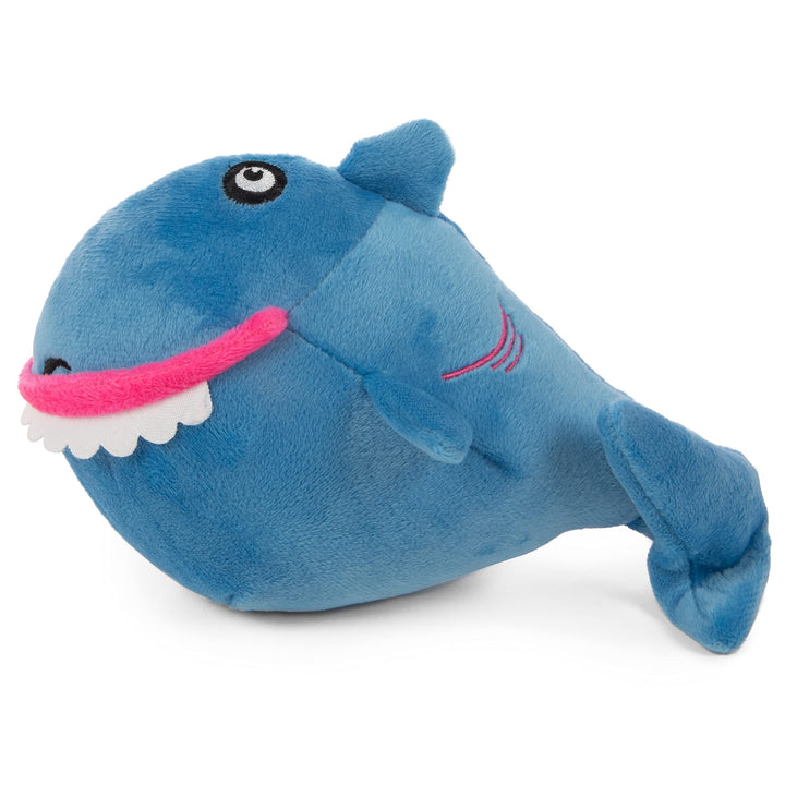 goDog Action Plush Shark Animated Squeaky Dog Toy, Chew Guard Technology - Blue, One Size