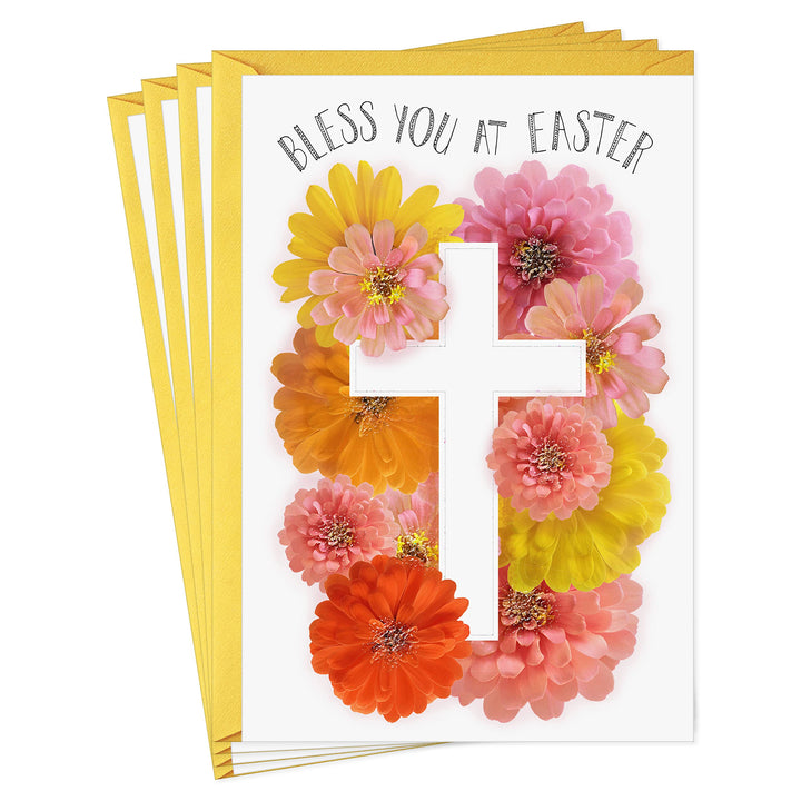 DaySpring Pack of Religious Easter Cards, Bless You (4 Cards with Envelopes) Bless You Cross, 4 Religious Cards with Envelopes