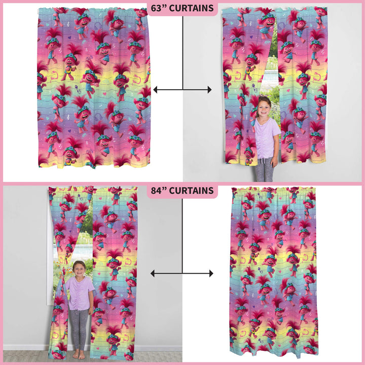 Franco Kids Room Window Curtains Drapes Set, 82 in x 63 in, Trolls World Tour